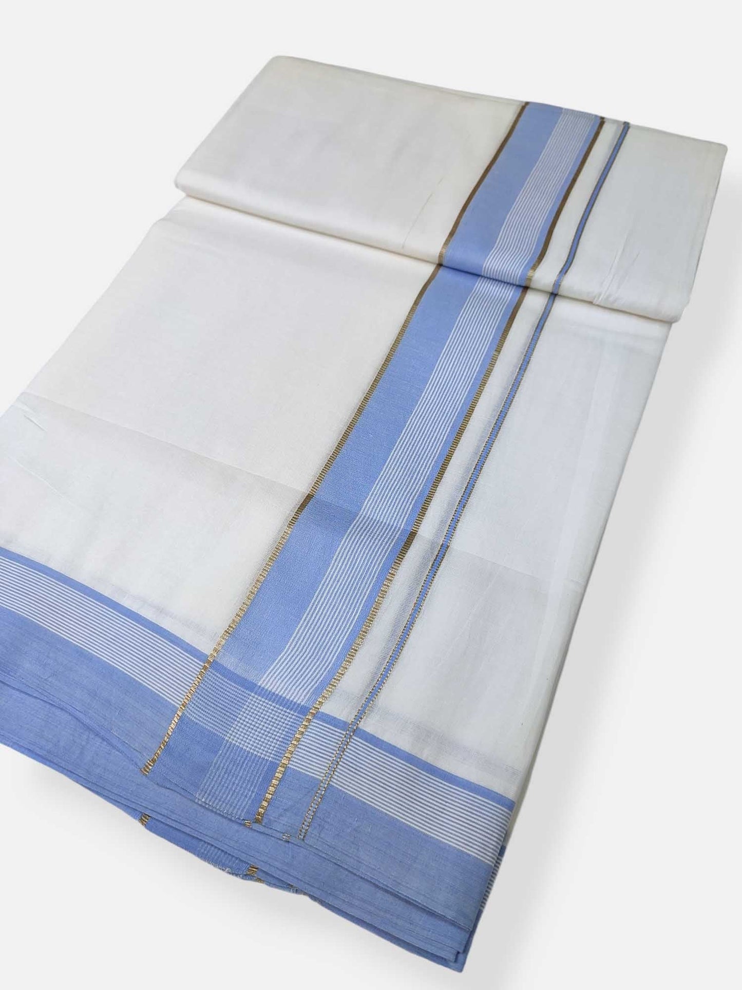 Pure White Cotton Men's Double Dhoti