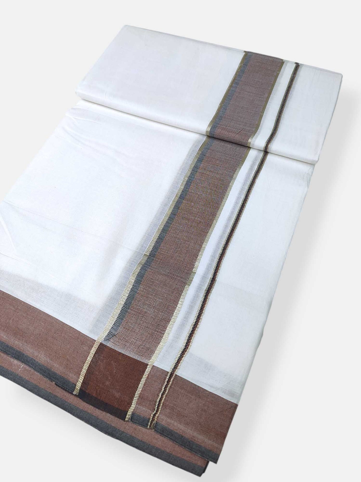 Pure White Cotton Men's Double Dhoti