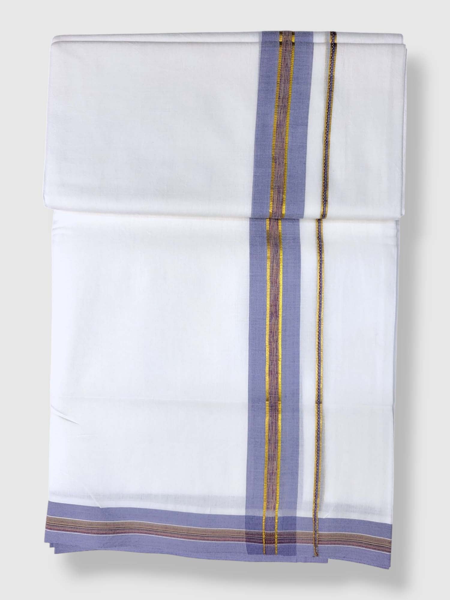 Pure White Cotton Men's Double Dhoti