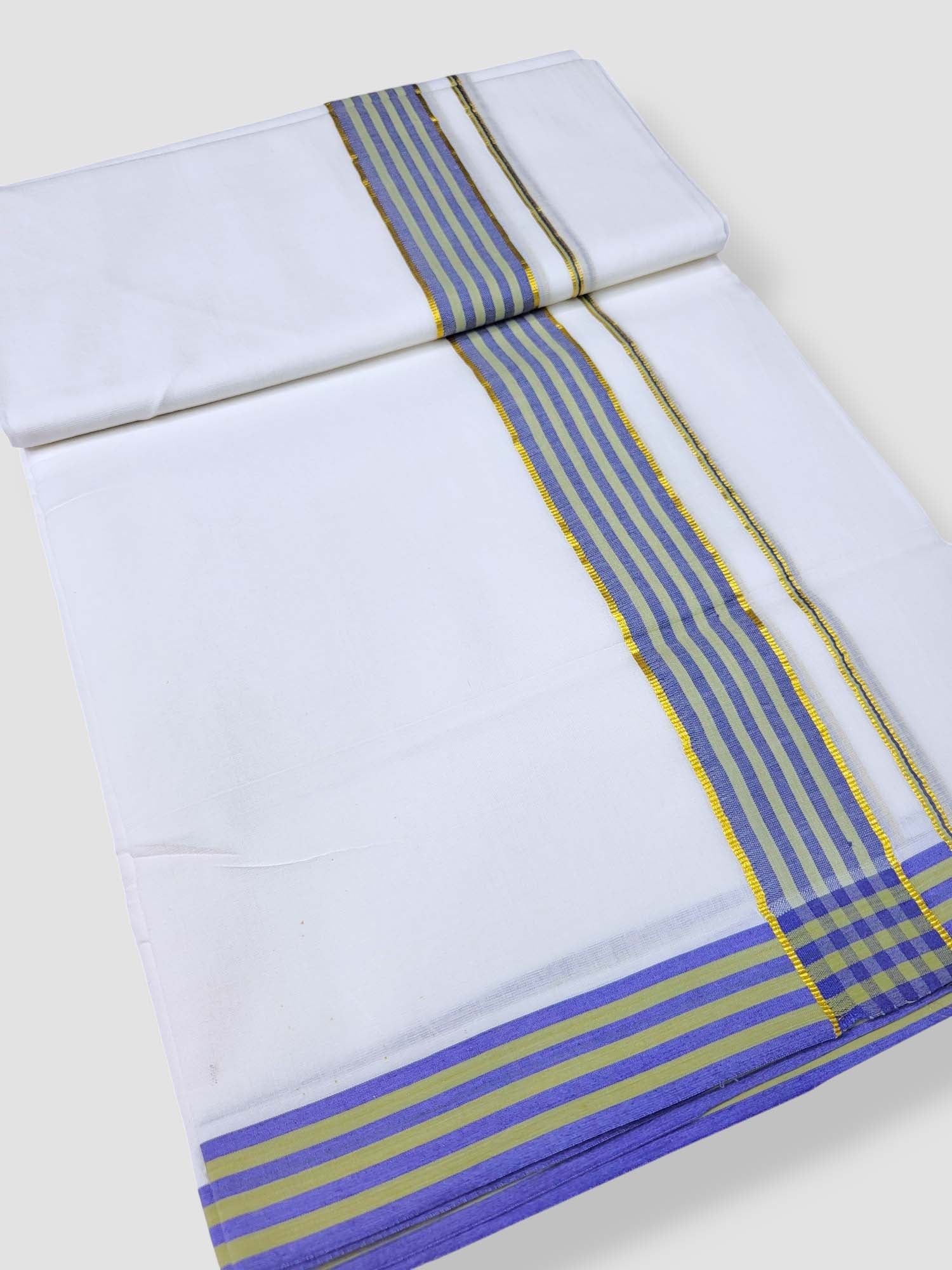 Pure White Cotton Men's Double Dhoti