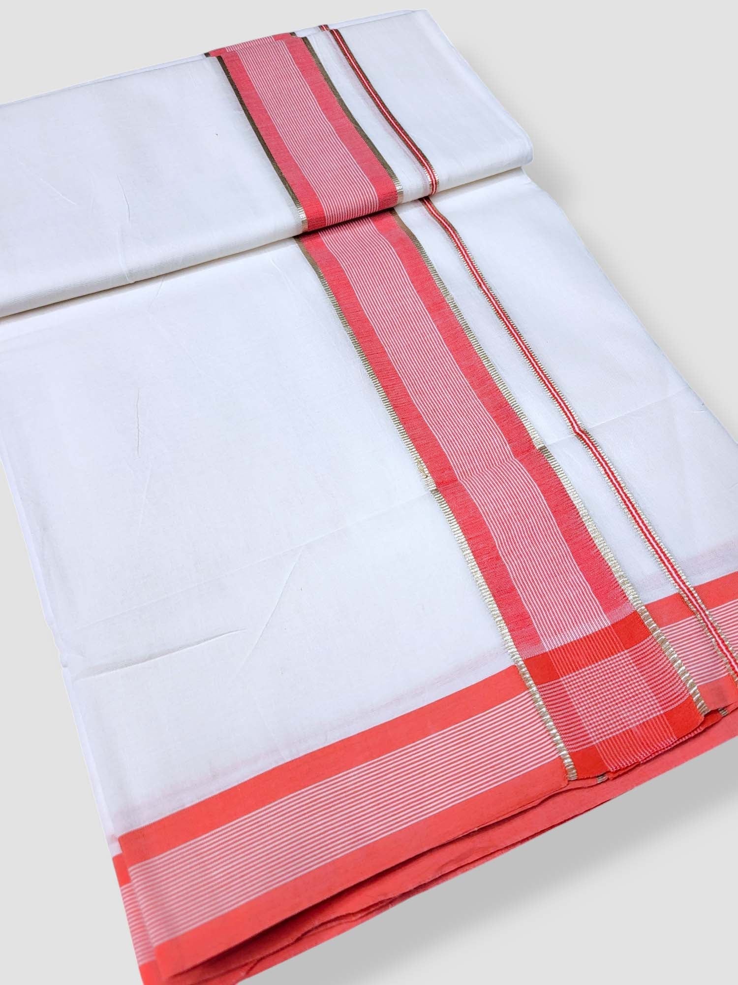 Pure White Cotton Men's Double Dhoti