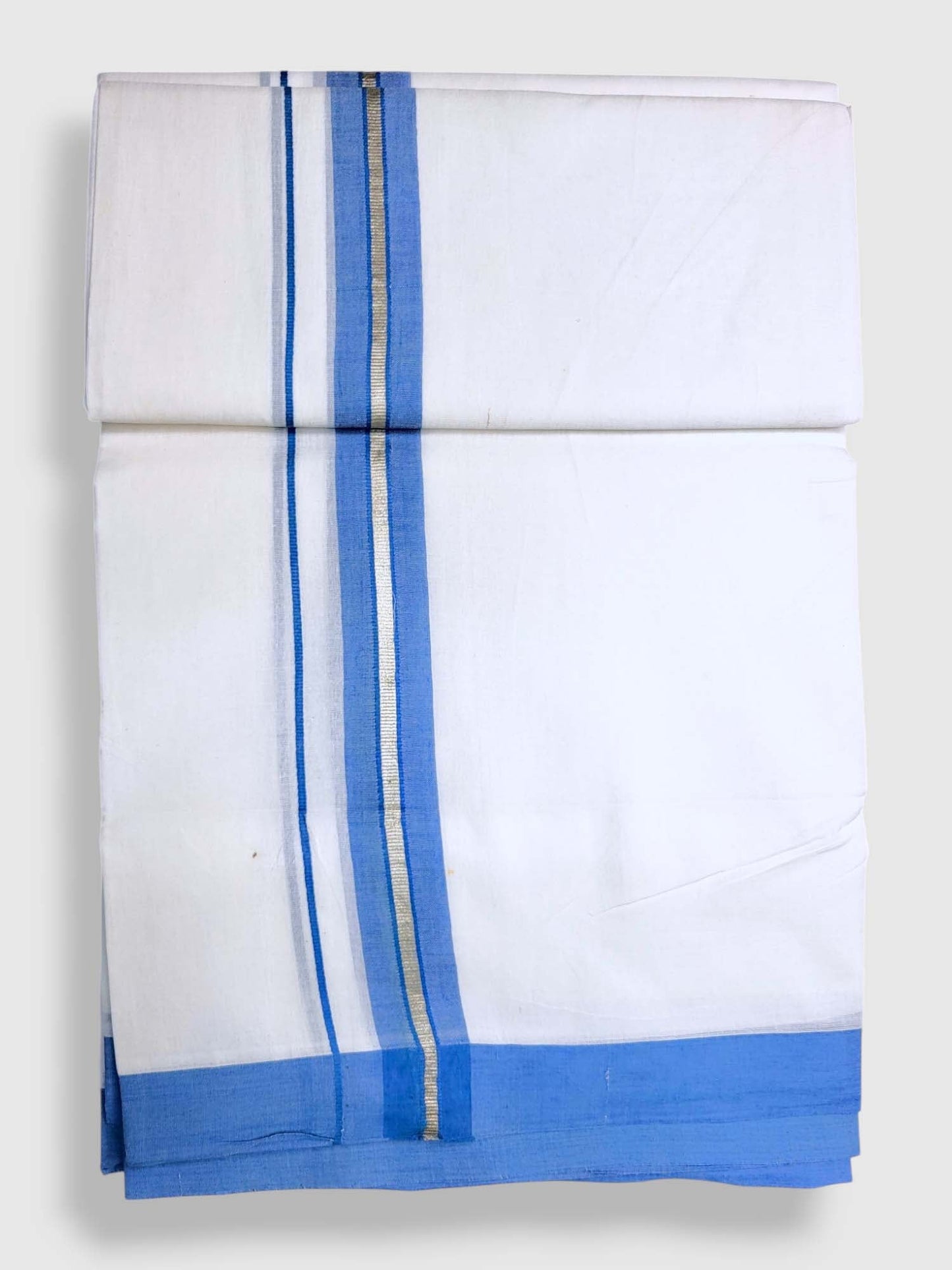 Pure White Cotton Men's Double Dhoti