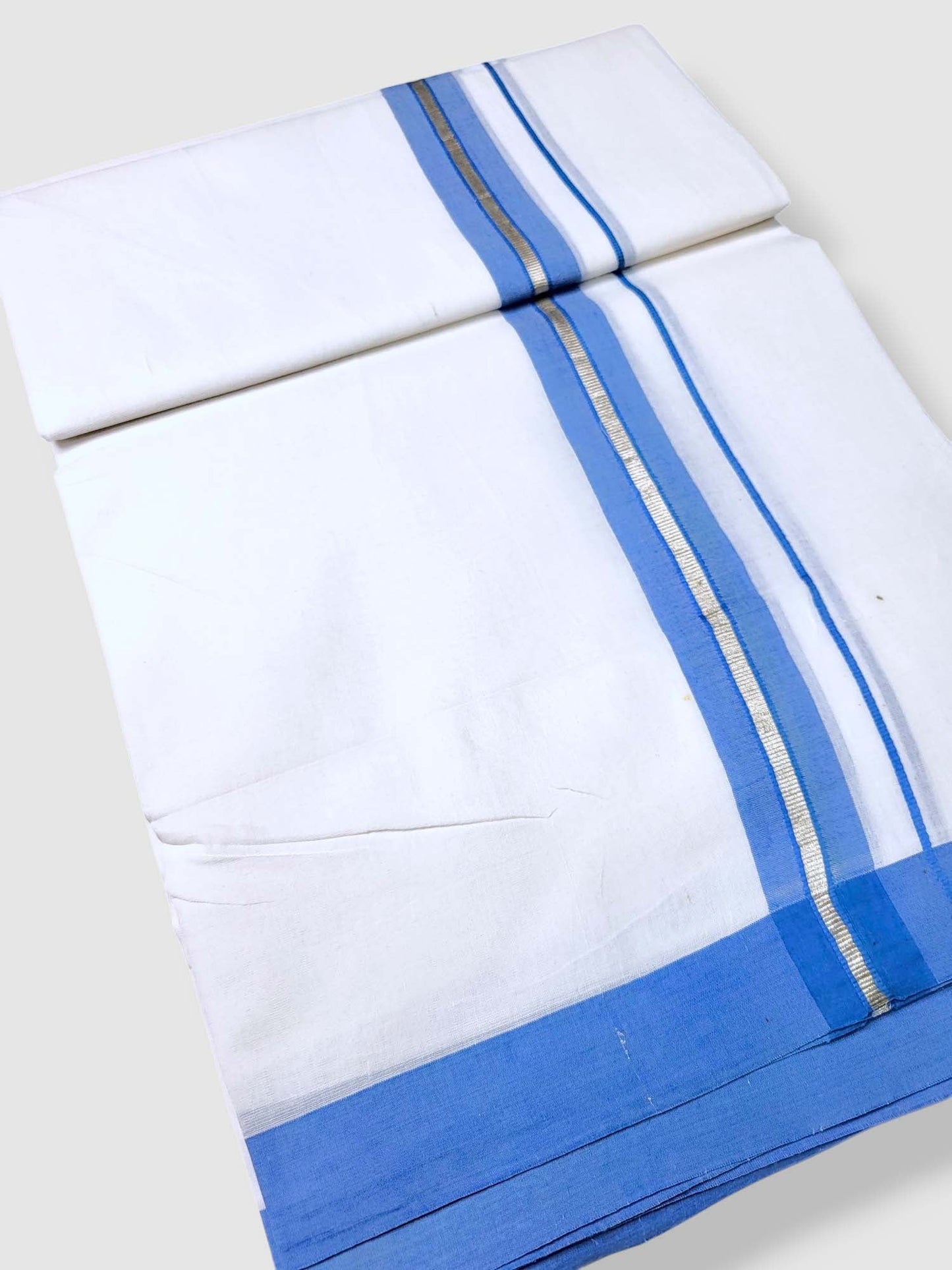 Pure White Cotton Men's Double Dhoti