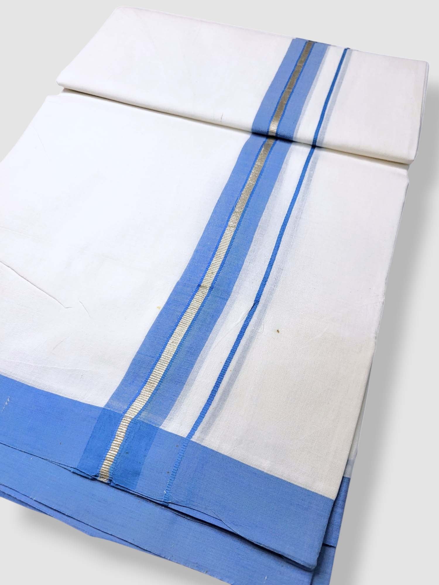 Pure White Cotton Men's Double Dhoti