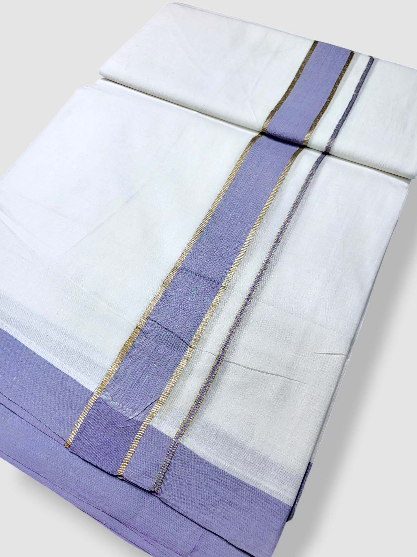 Pure White Cotton Men's Double Dhoti