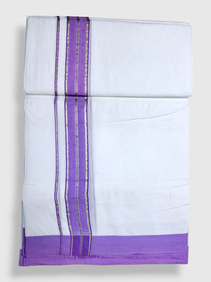 Pure White Cotton Men's Double Dhoti