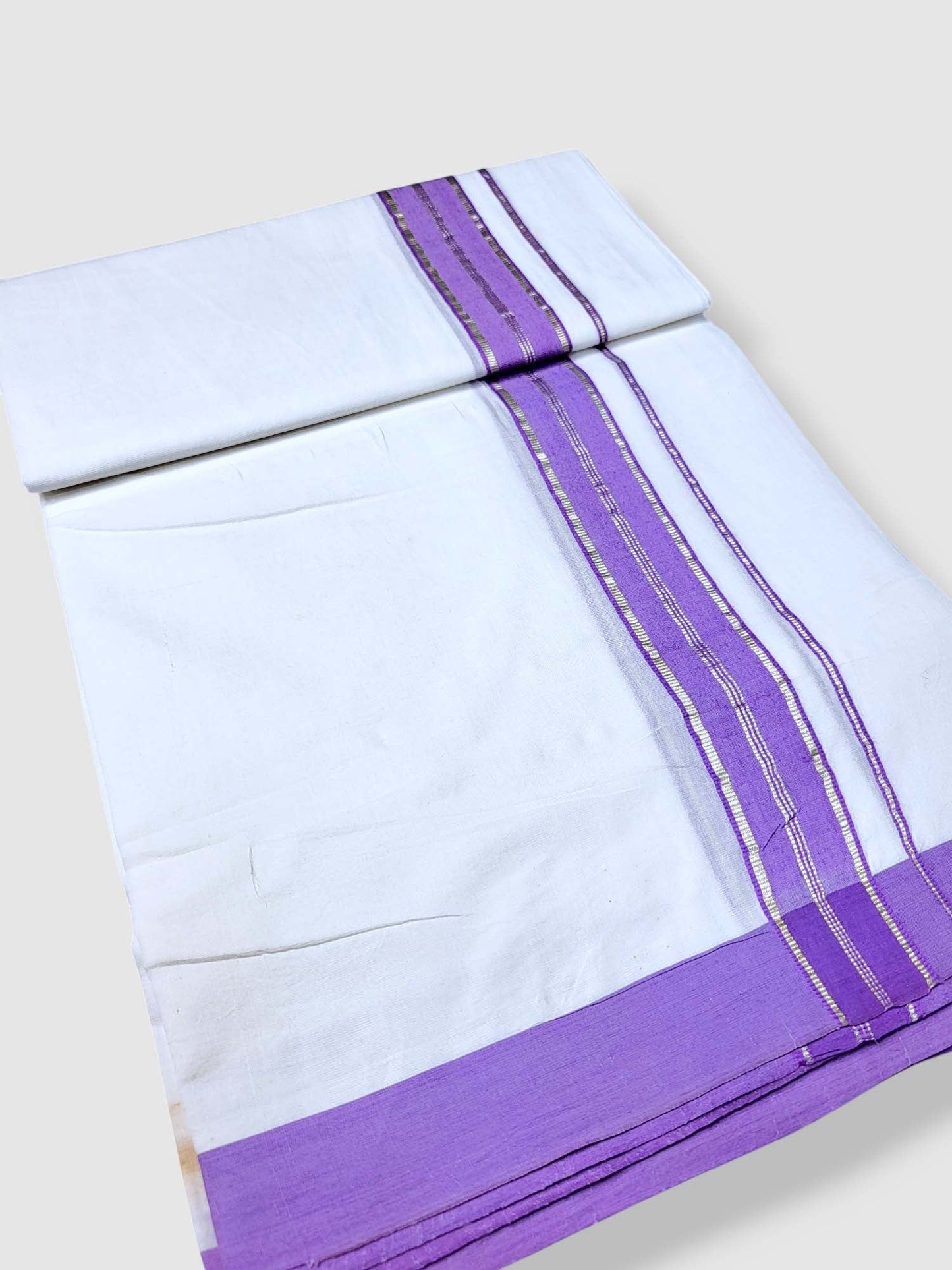 Pure White Cotton Men's Double Dhoti