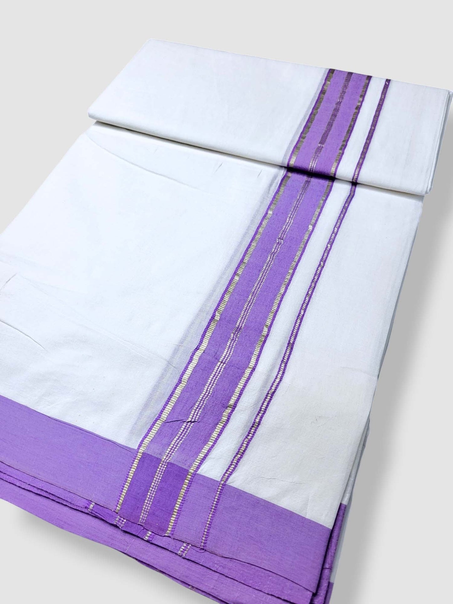 Pure White Cotton Men's Double Dhoti