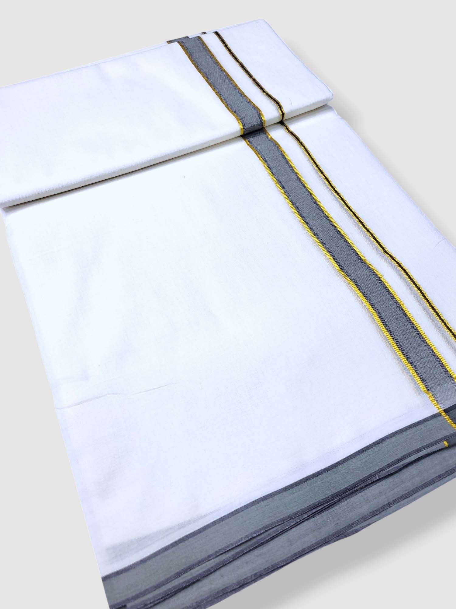 Pure White Cotton Men's Double Dhoti
