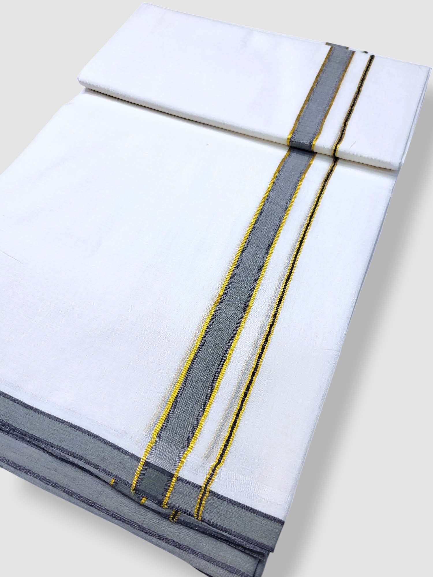 Pure White Cotton Men's Double Dhoti