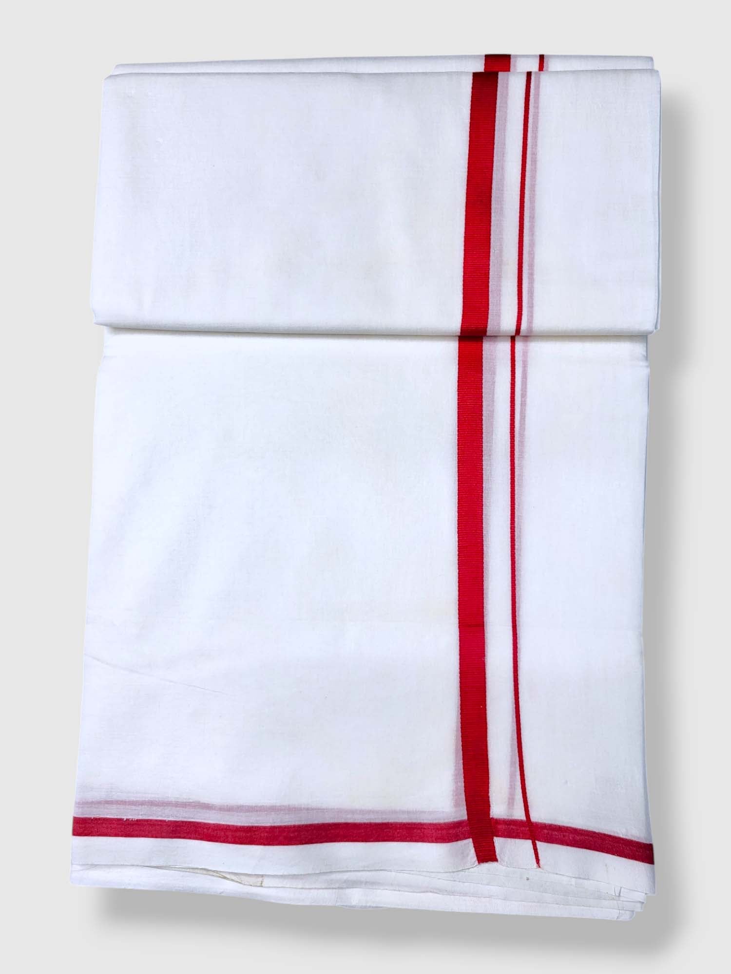 Pure White Cotton Men's Double Dhoti