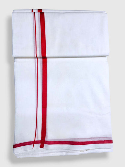 Pure White Cotton Men's Double Dhoti