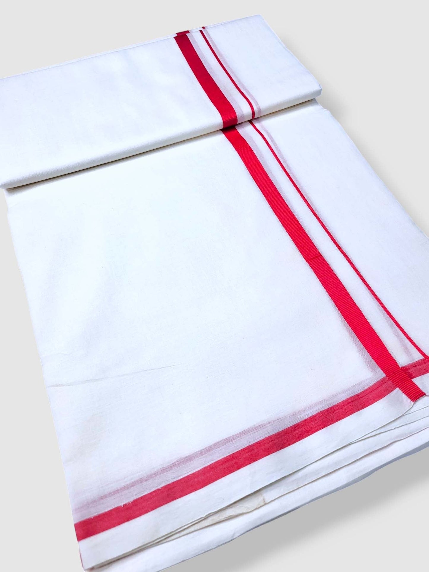 Pure White Cotton Men's Double Dhoti