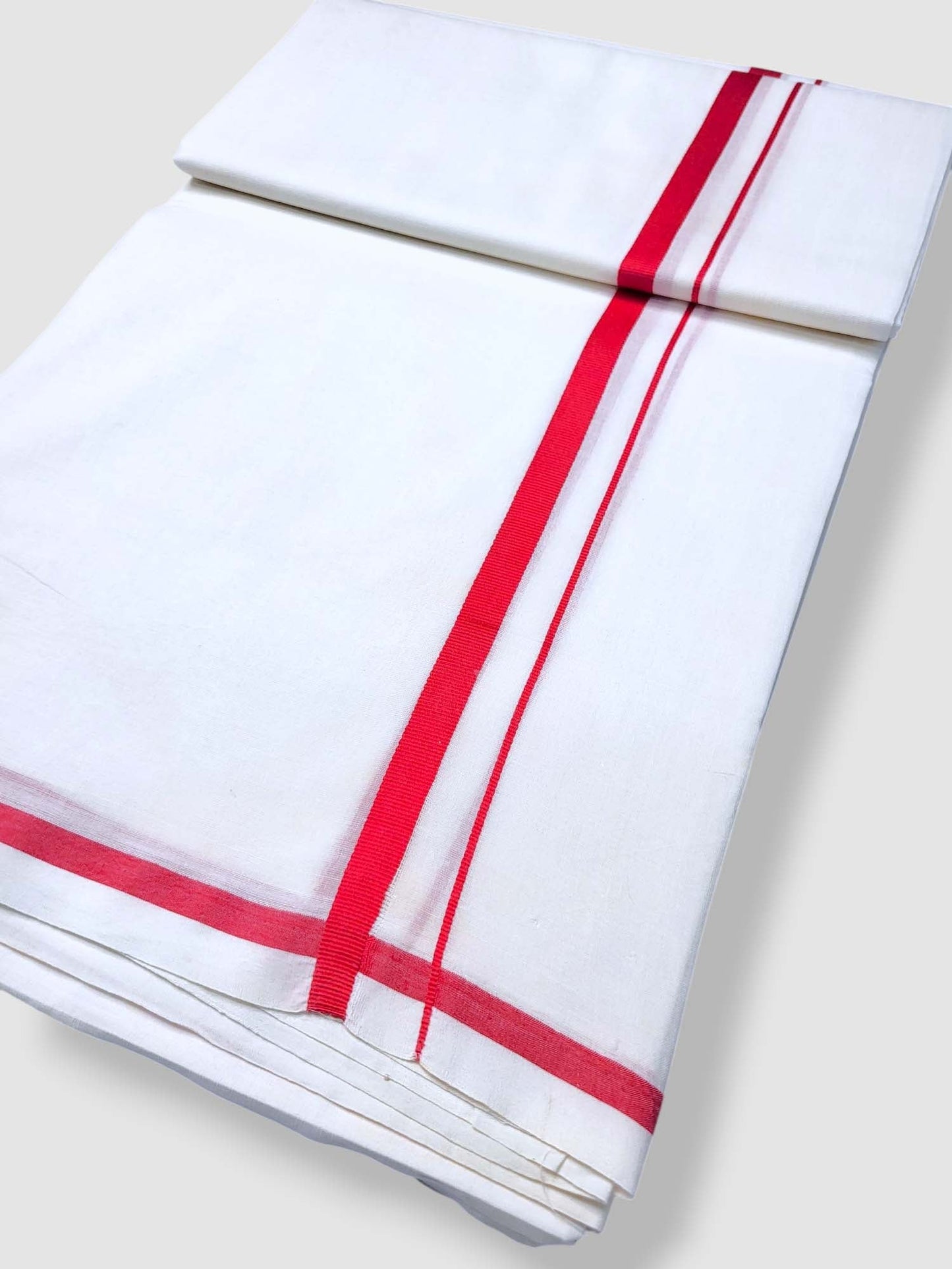 Pure White Cotton Men's Double Dhoti