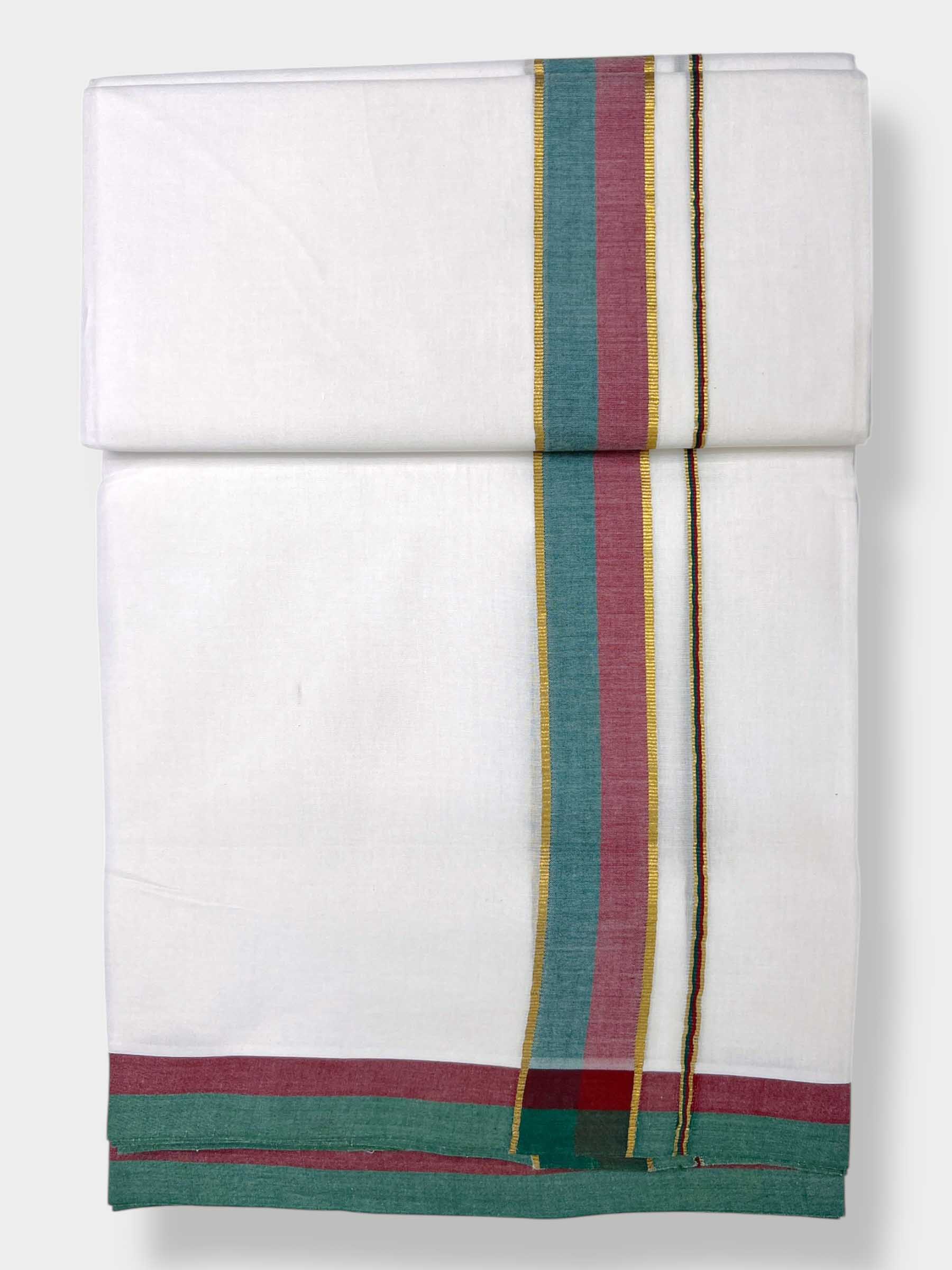 Pure White Cotton Men's Double Dhoti