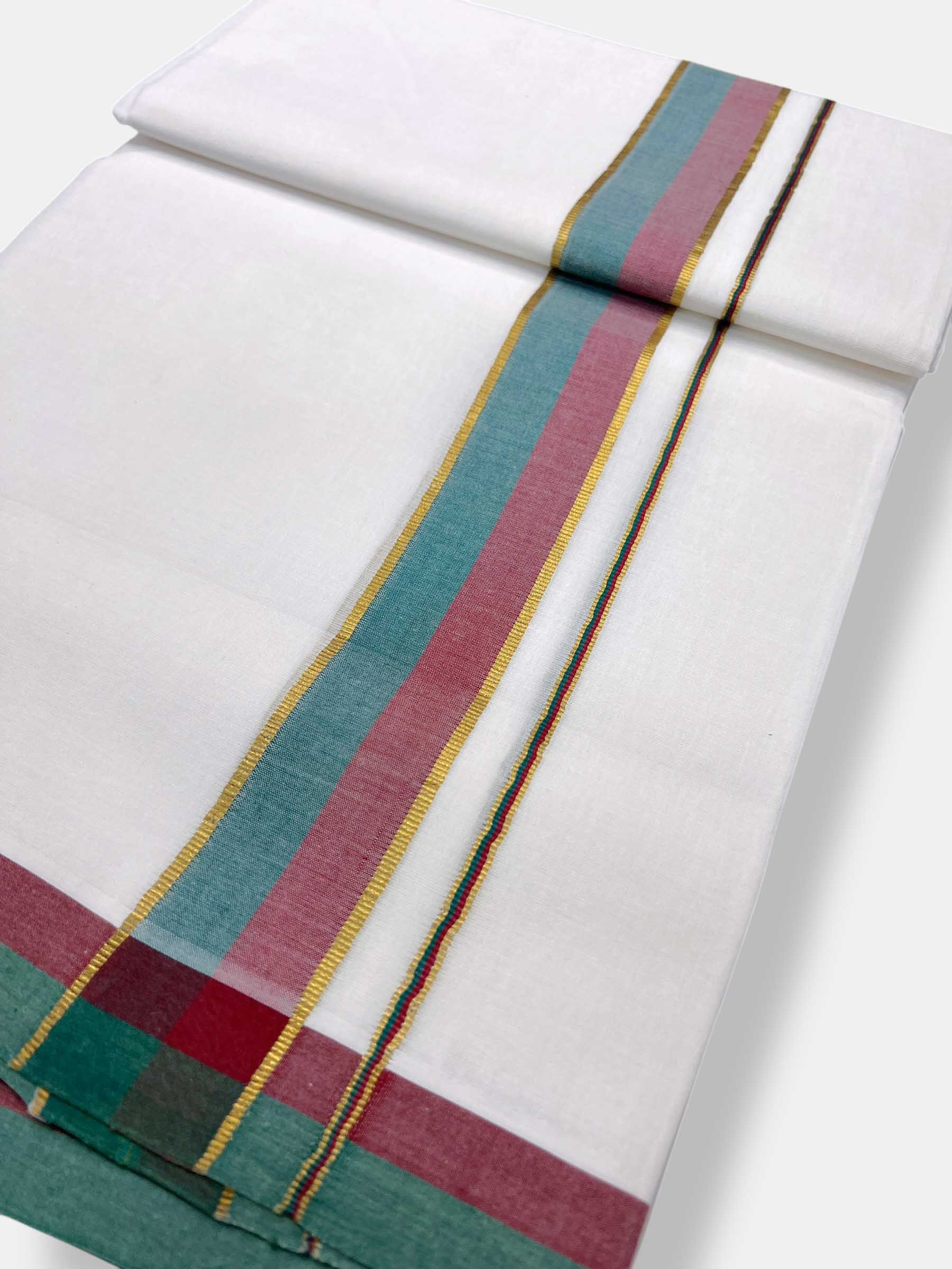 Pure White Cotton Men's Double Dhoti