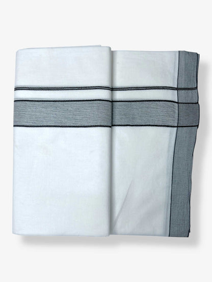 Pure White Cotton Men's Double Dhoti