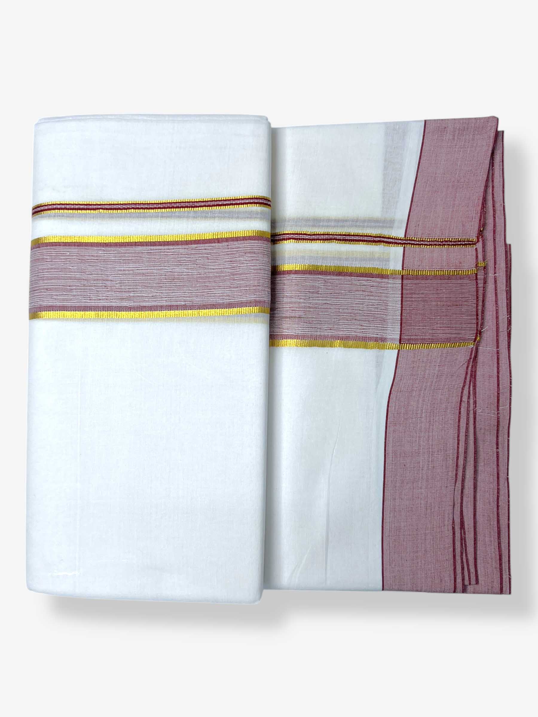 Pure White Cotton Men's Double Dhoti
