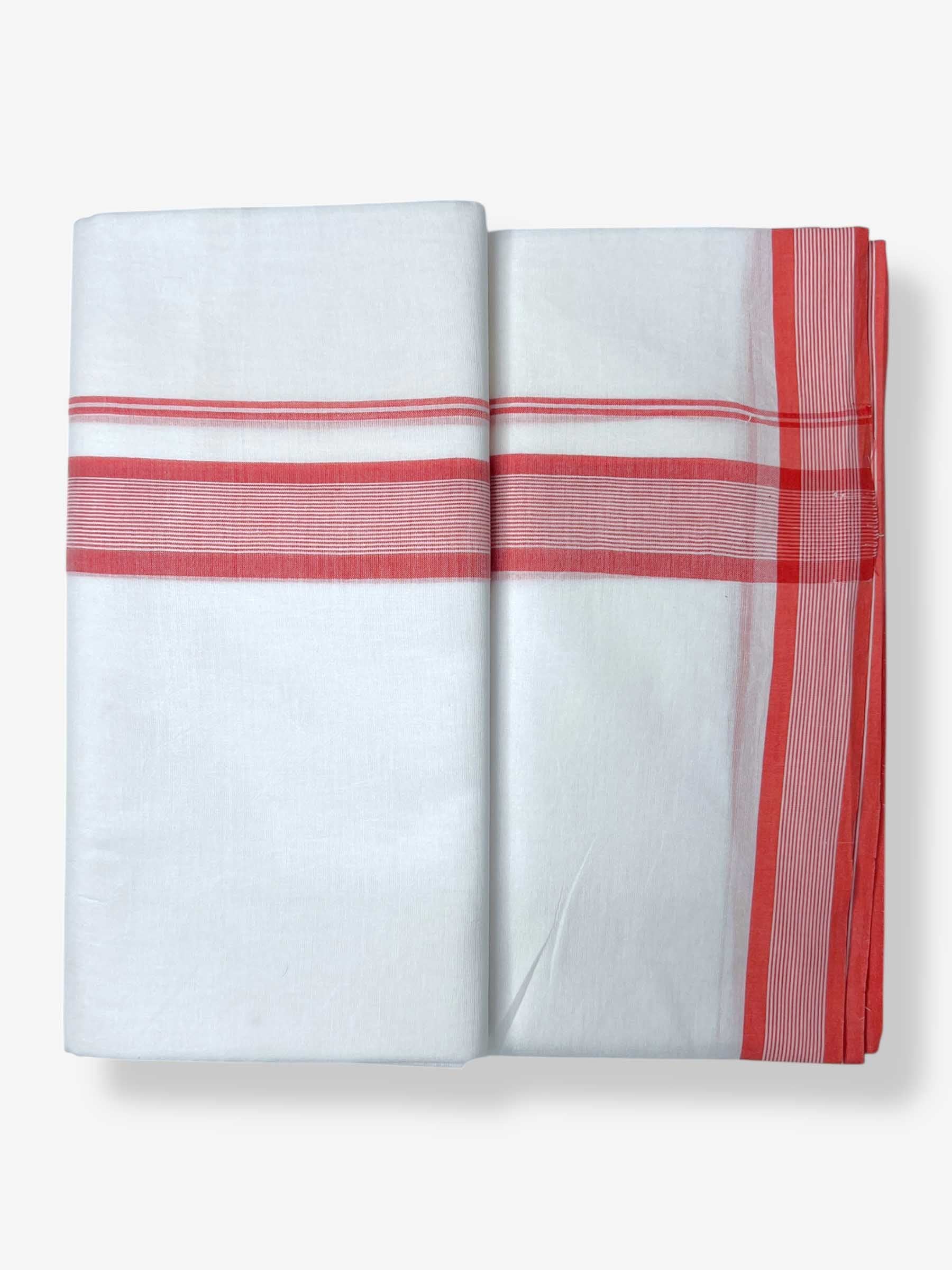 Pure White Cotton Men's Double Dhoti