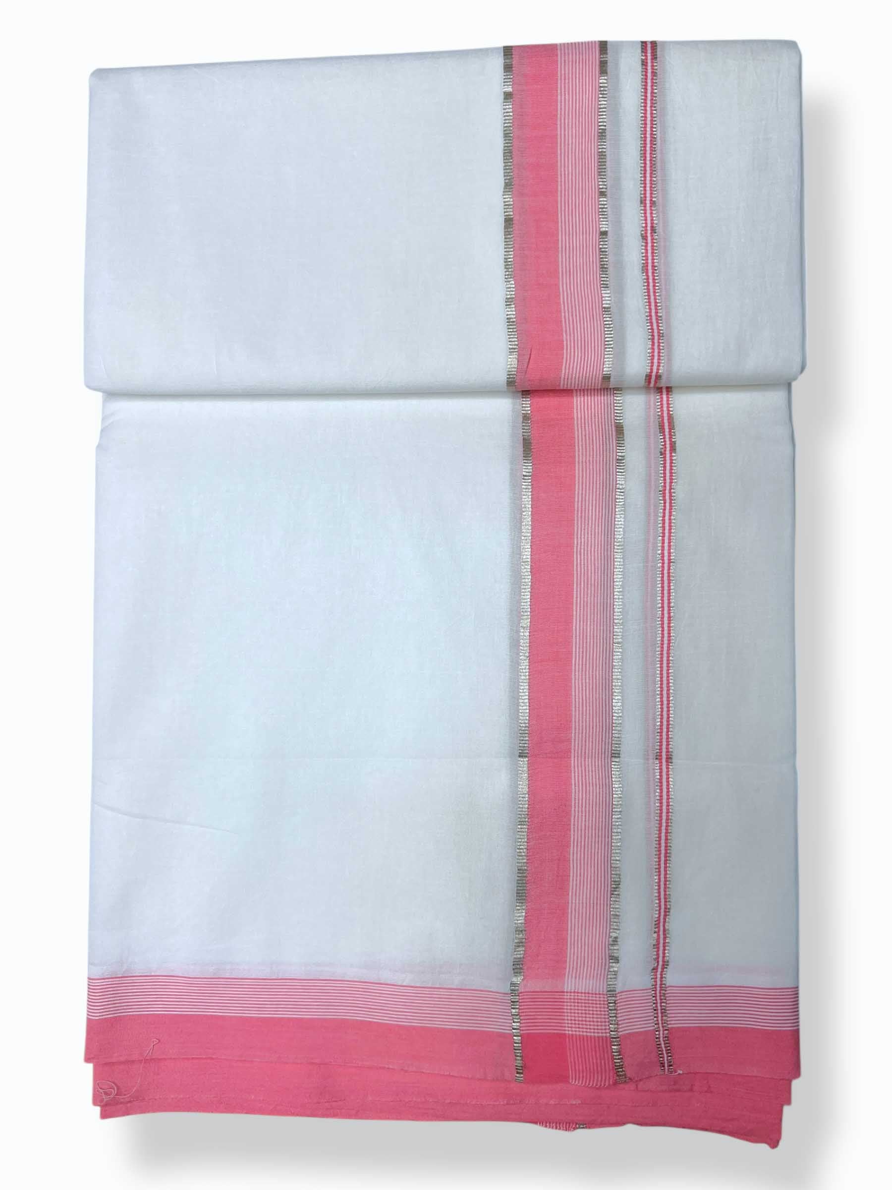 Pure White Cotton Men's Double Dhoti