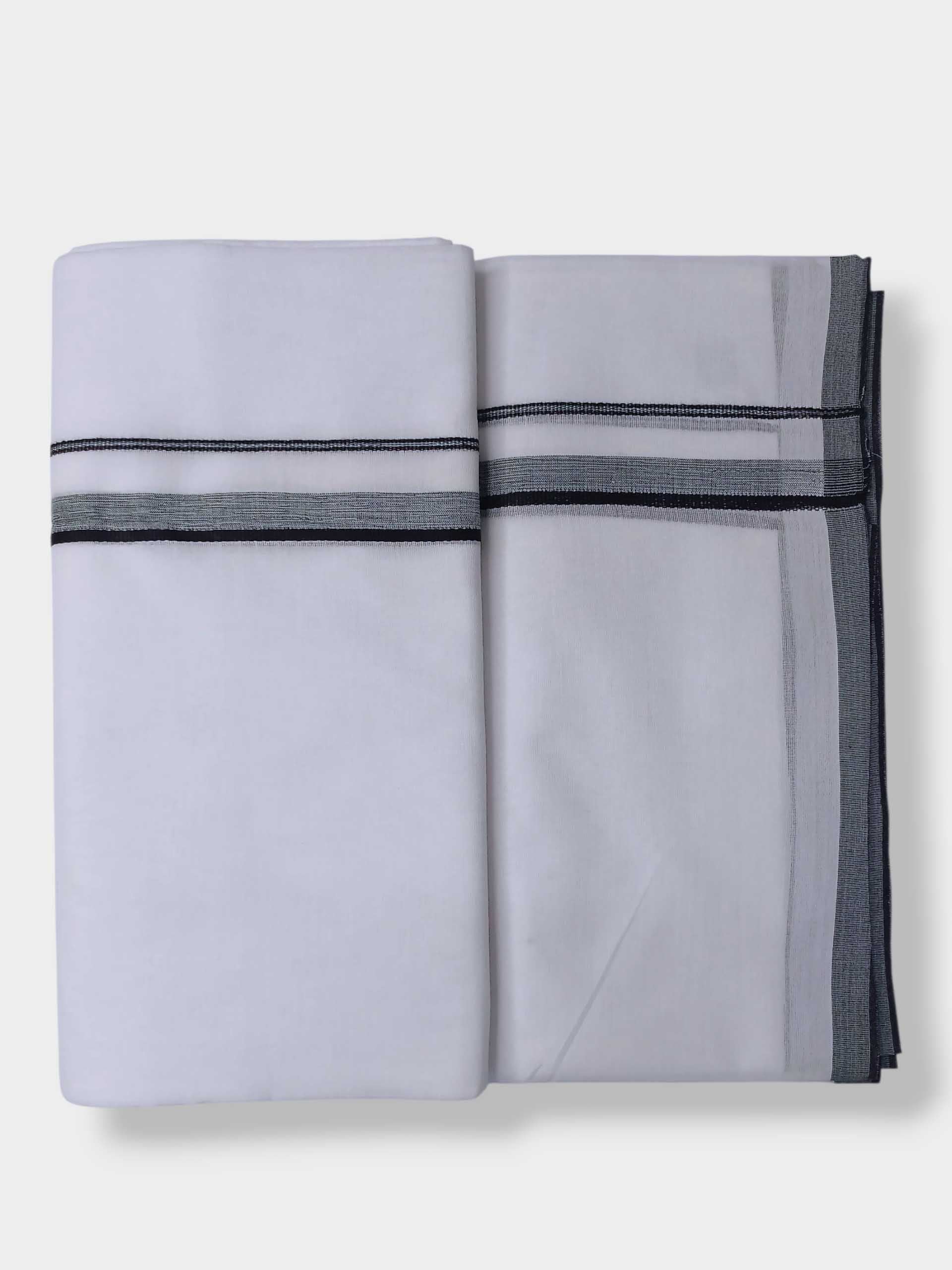 Pure White Cotton Men's Double Dhoti