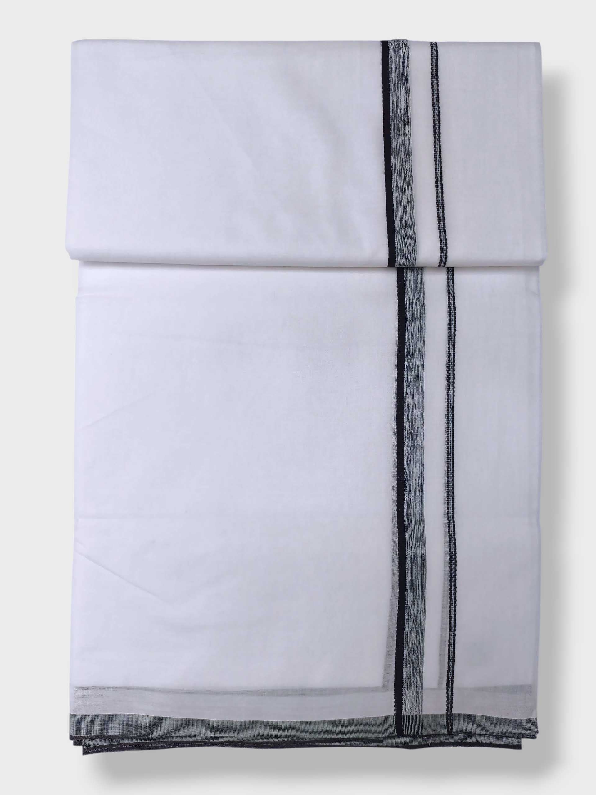 Pure White Cotton Men's Double Dhoti
