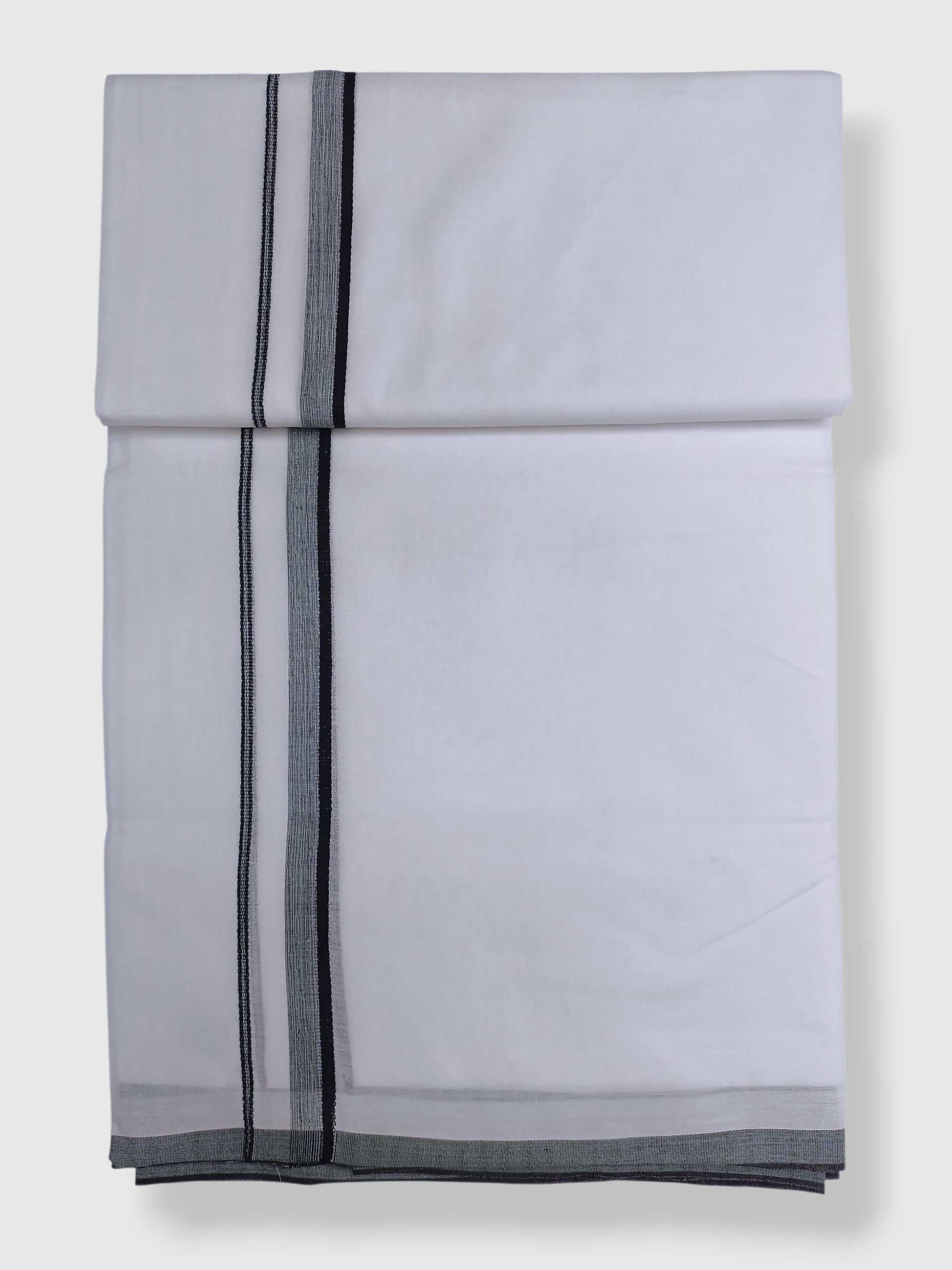 Pure White Cotton Men's Double Dhoti