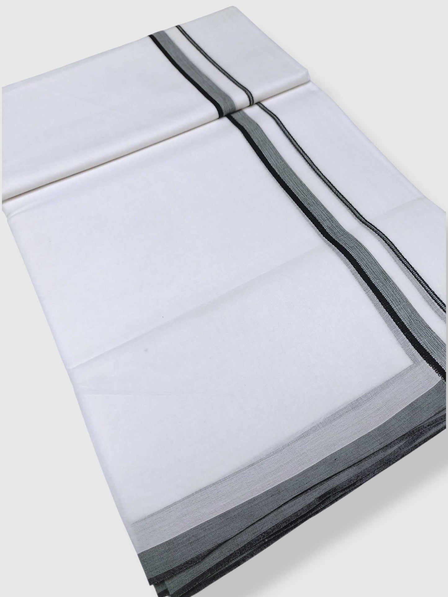 Pure White Cotton Men's Double Dhoti