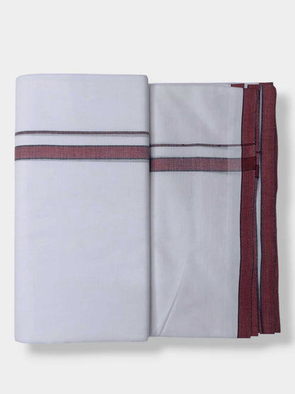 Pure White Cotton Men's Double Dhoti