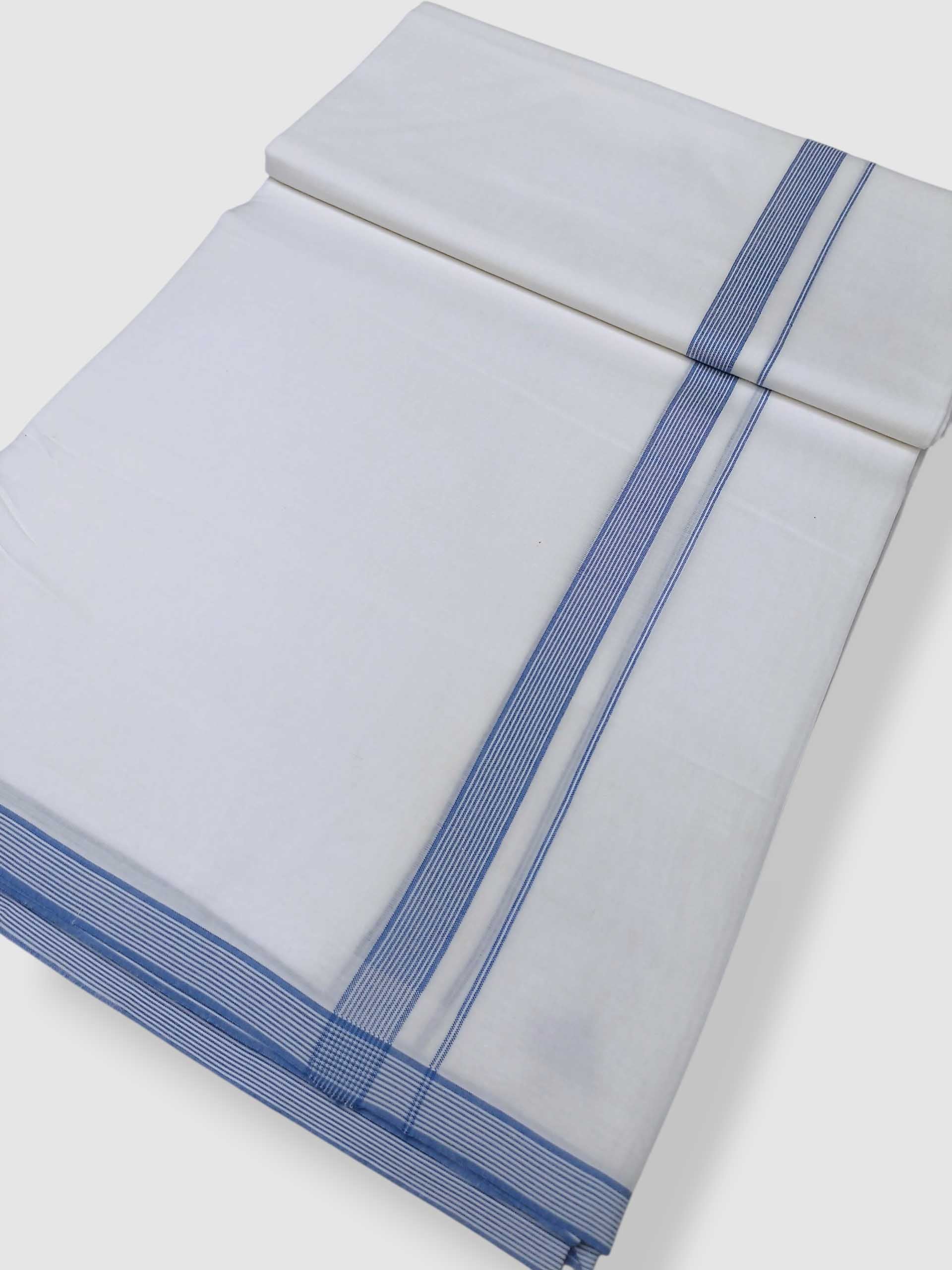 Pure White Cotton Men's Double Dhoti