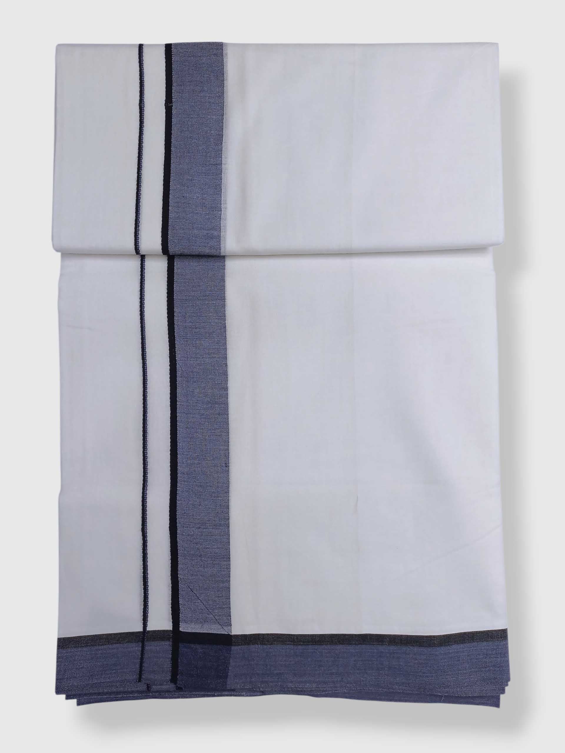Pure White Cotton Men's Double Dhoti