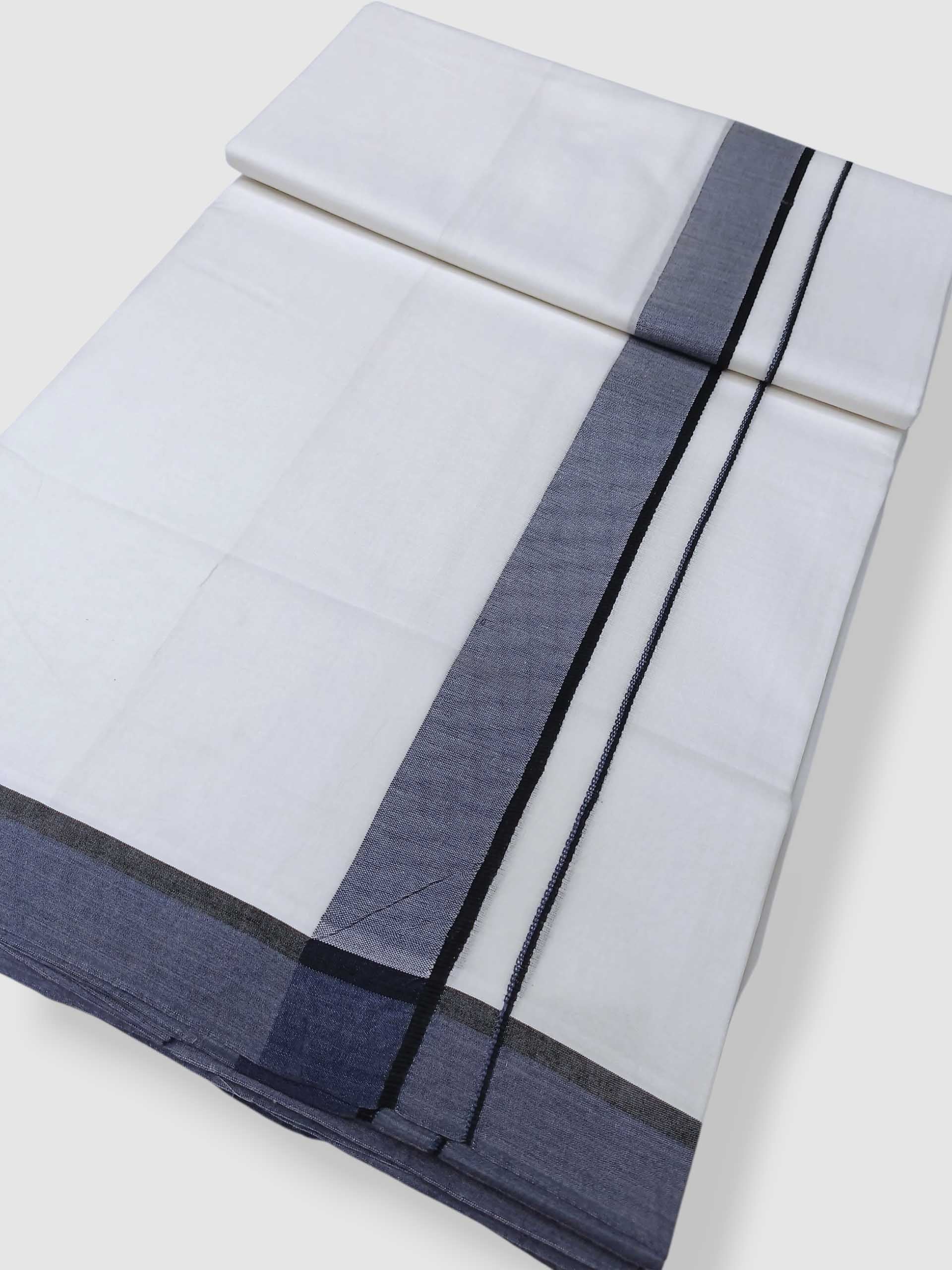 Pure White Cotton Men's Double Dhoti