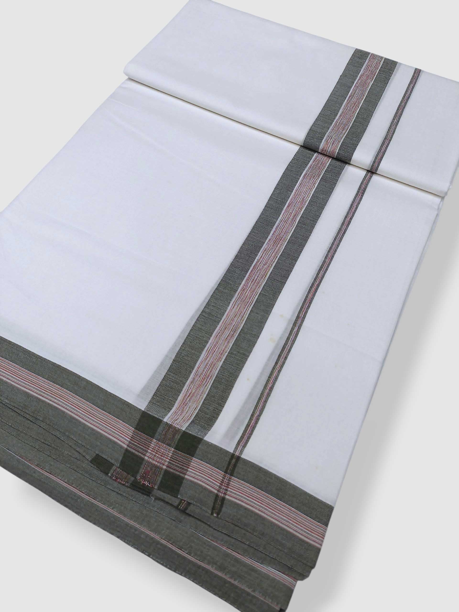 Pure White Cotton Men's Double Dhoti