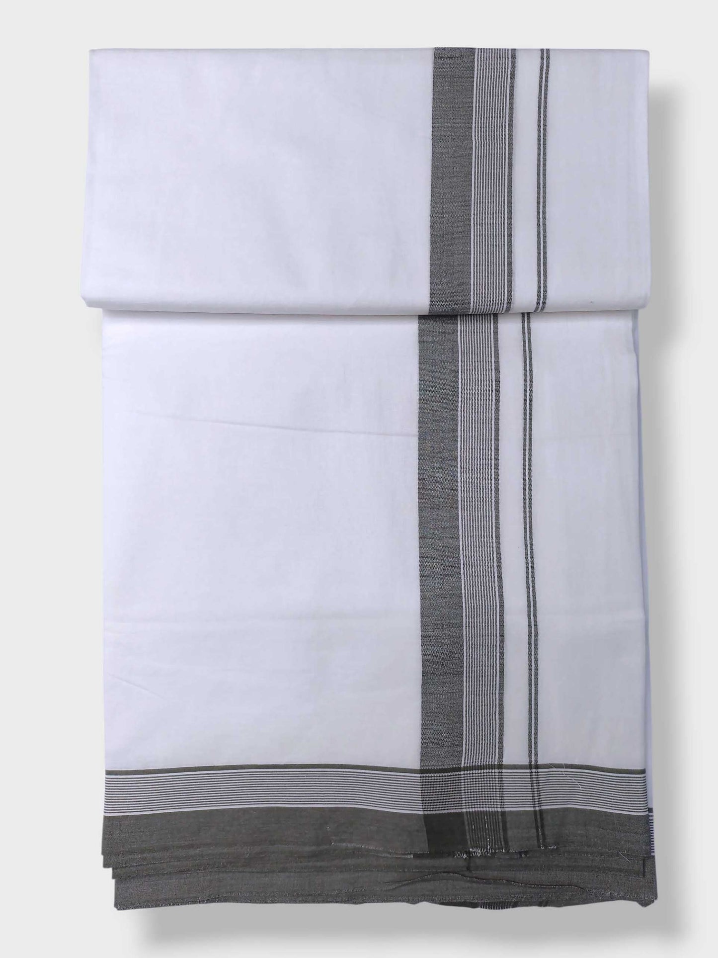 Pure White Cotton Men's Double Dhoti