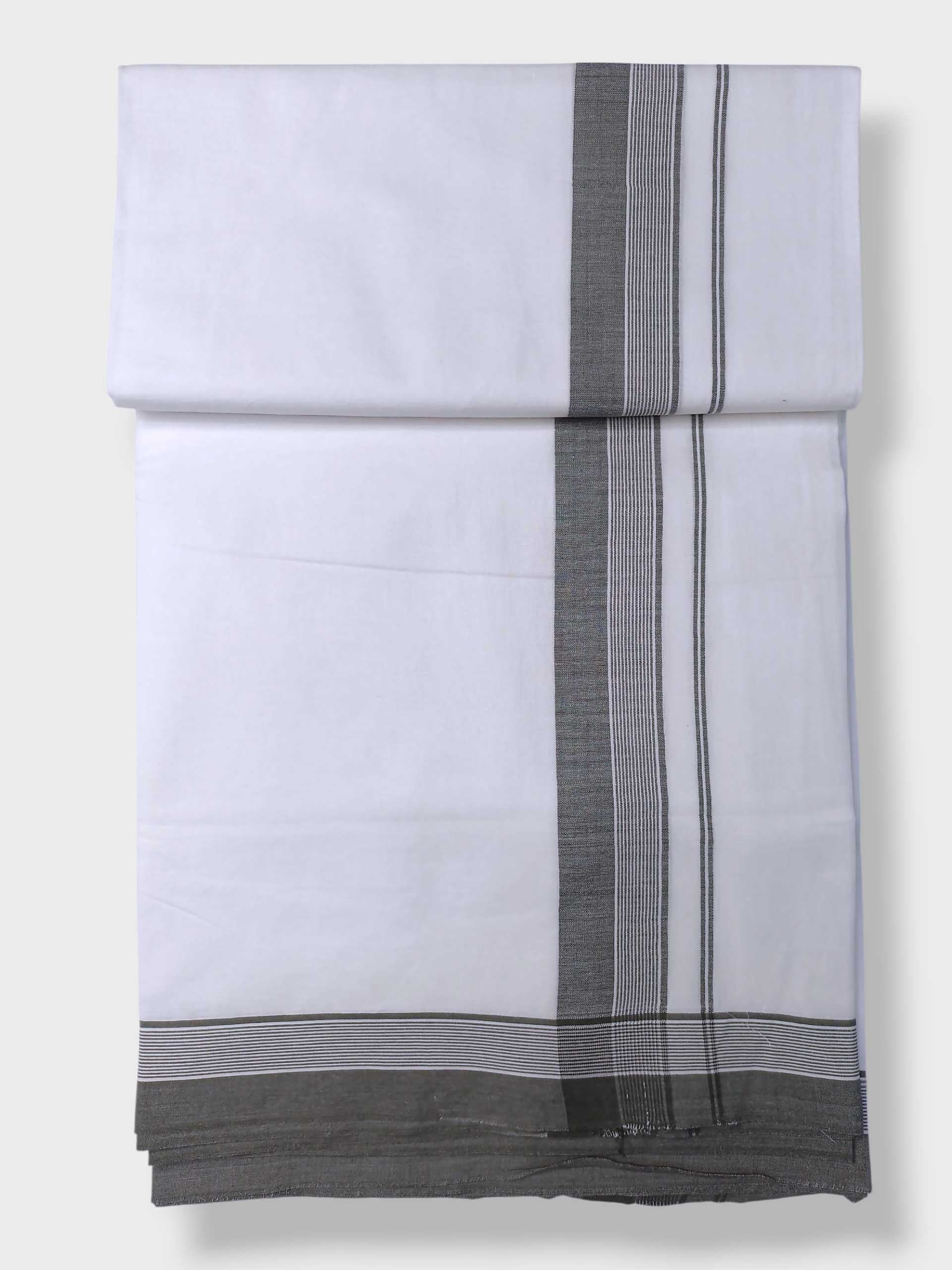 Pure White Cotton Men's Double Dhoti