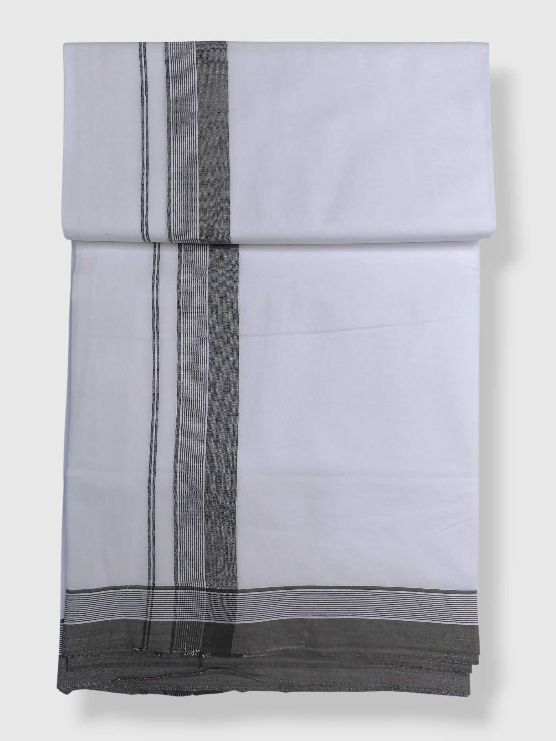 Pure White Cotton Men's Double Dhoti