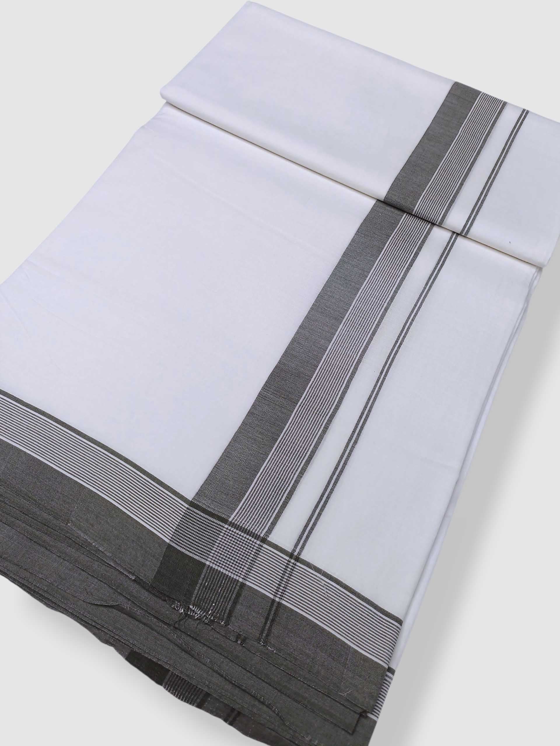 Pure White Cotton Men's Double Dhoti