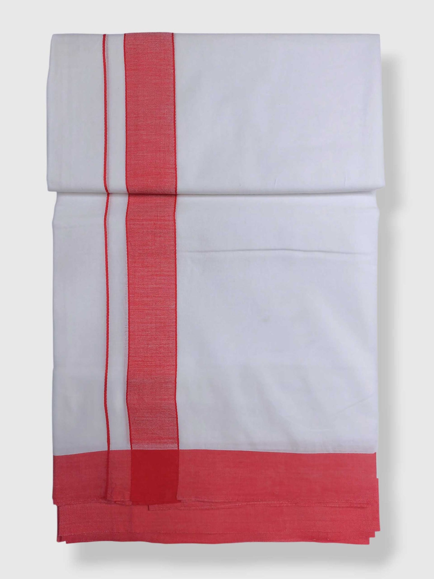Pure White Cotton Men's Double Dhoti