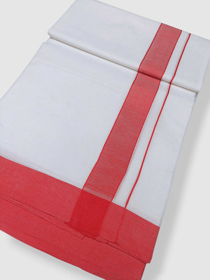 Pure White Cotton Men's Double Dhoti