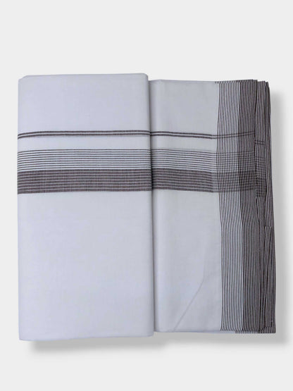 Pure White Cotton Men's Double Dhoti