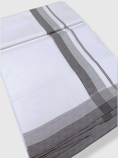 Pure White Cotton Men's Double Dhoti