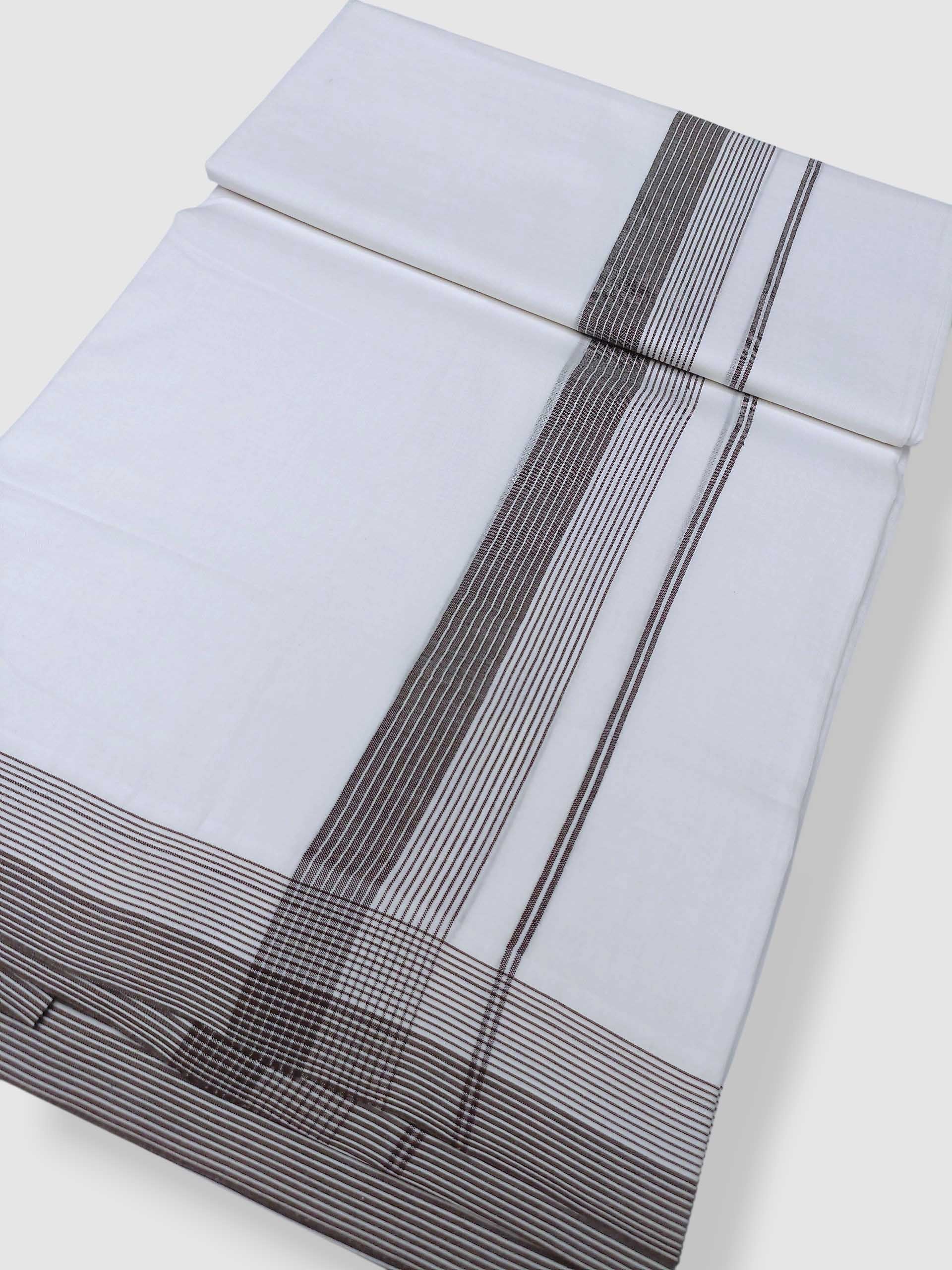 Pure White Cotton Men's Double Dhoti