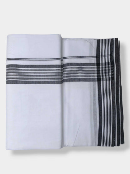 Pure White Cotton Men's Double Dhoti