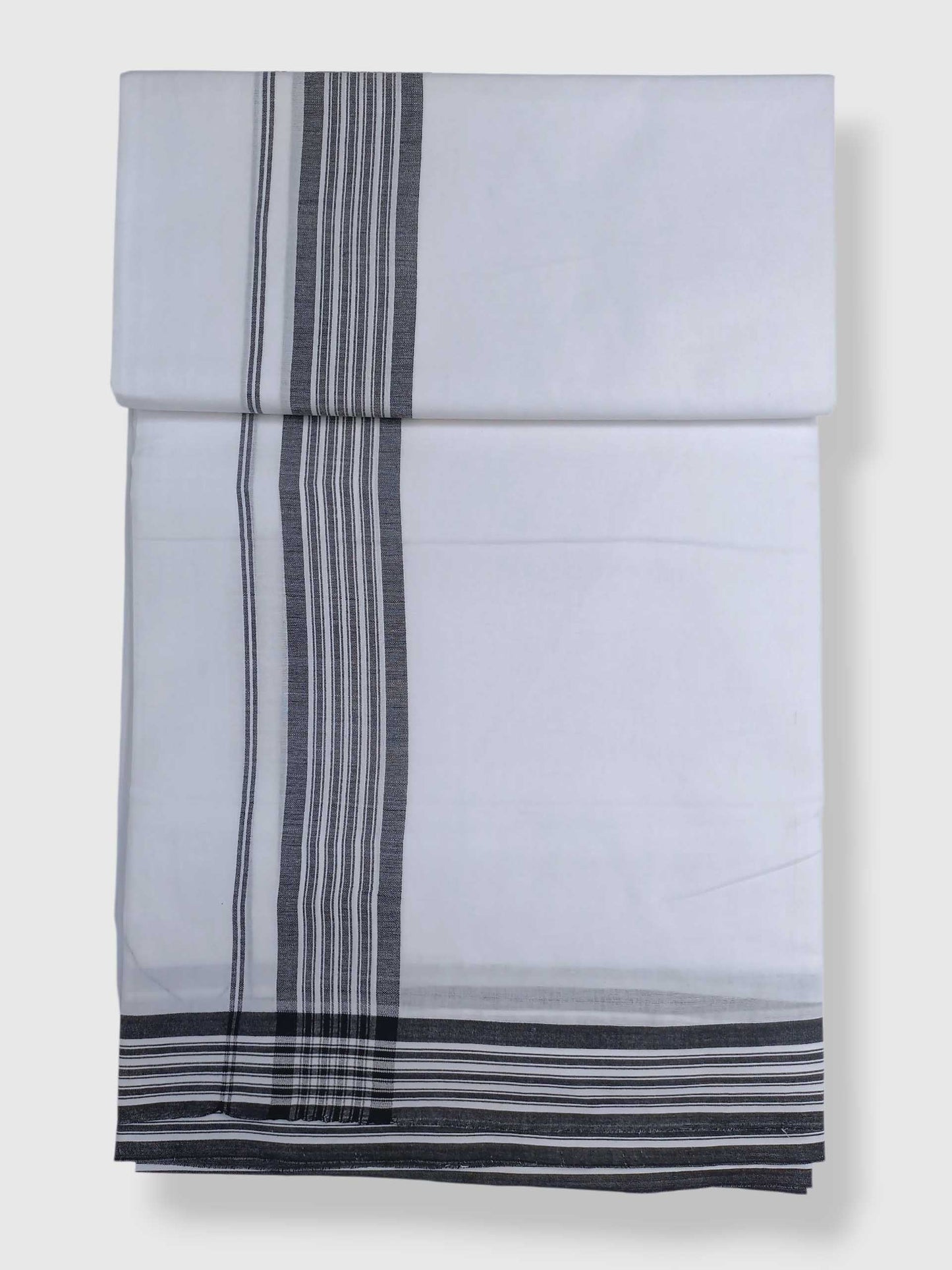 Pure White Cotton Men's Double Dhoti