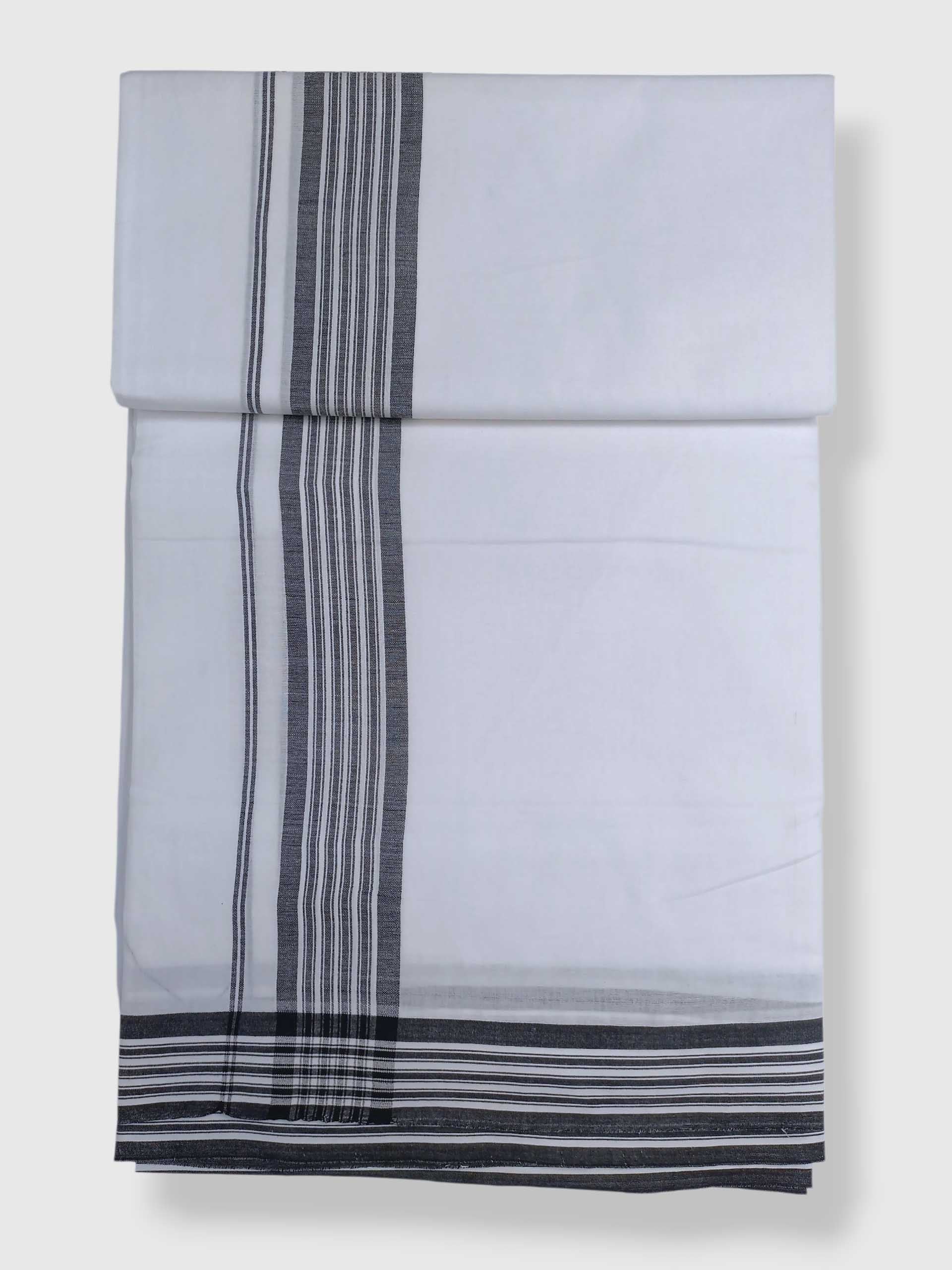 Pure White Cotton Men's Double Dhoti