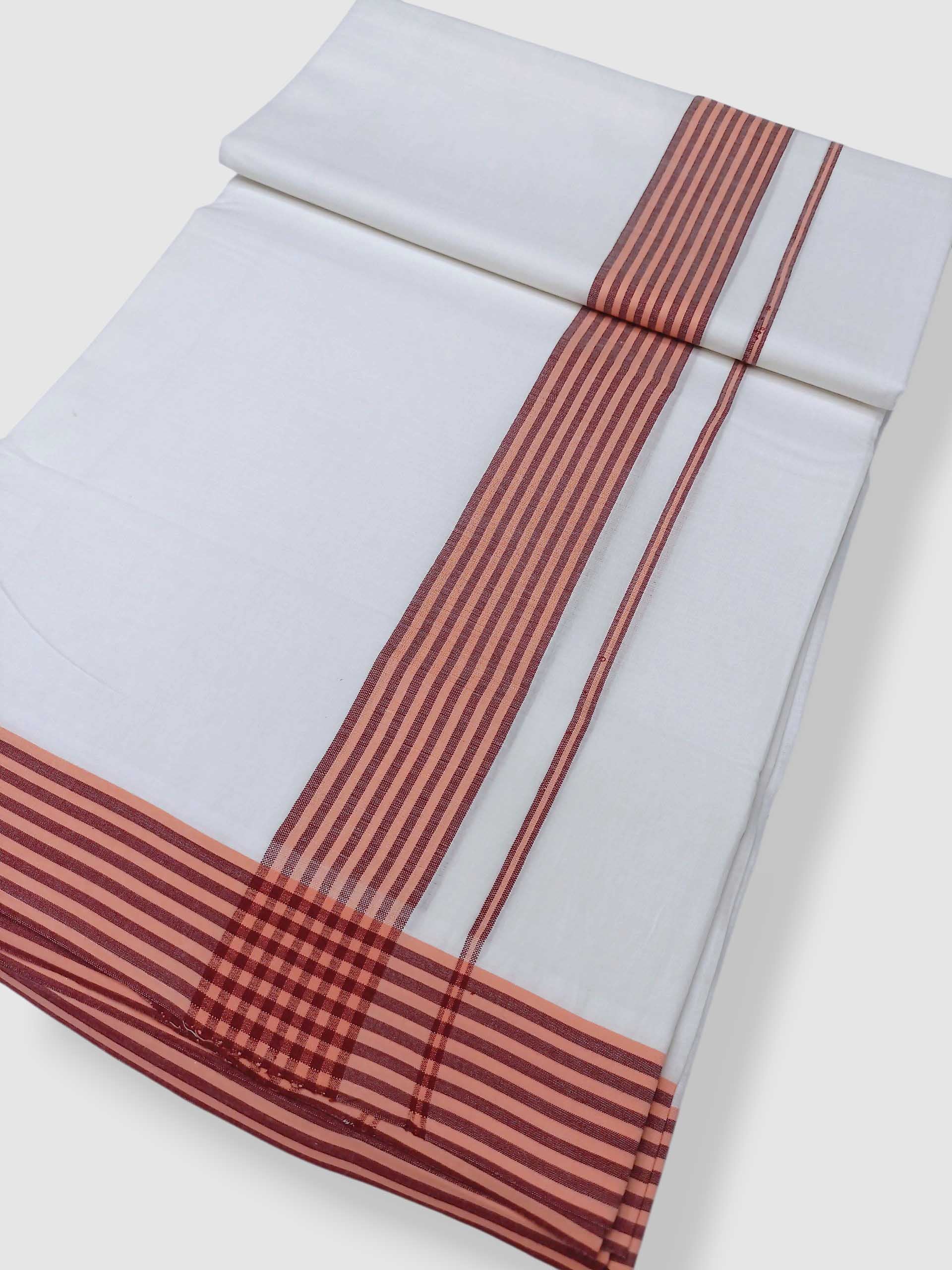 Pure White Cotton Men's Double Dhoti