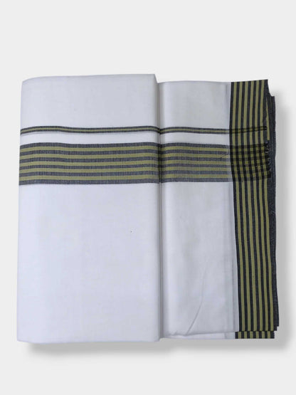 Pure White Cotton Men's Double Dhoti