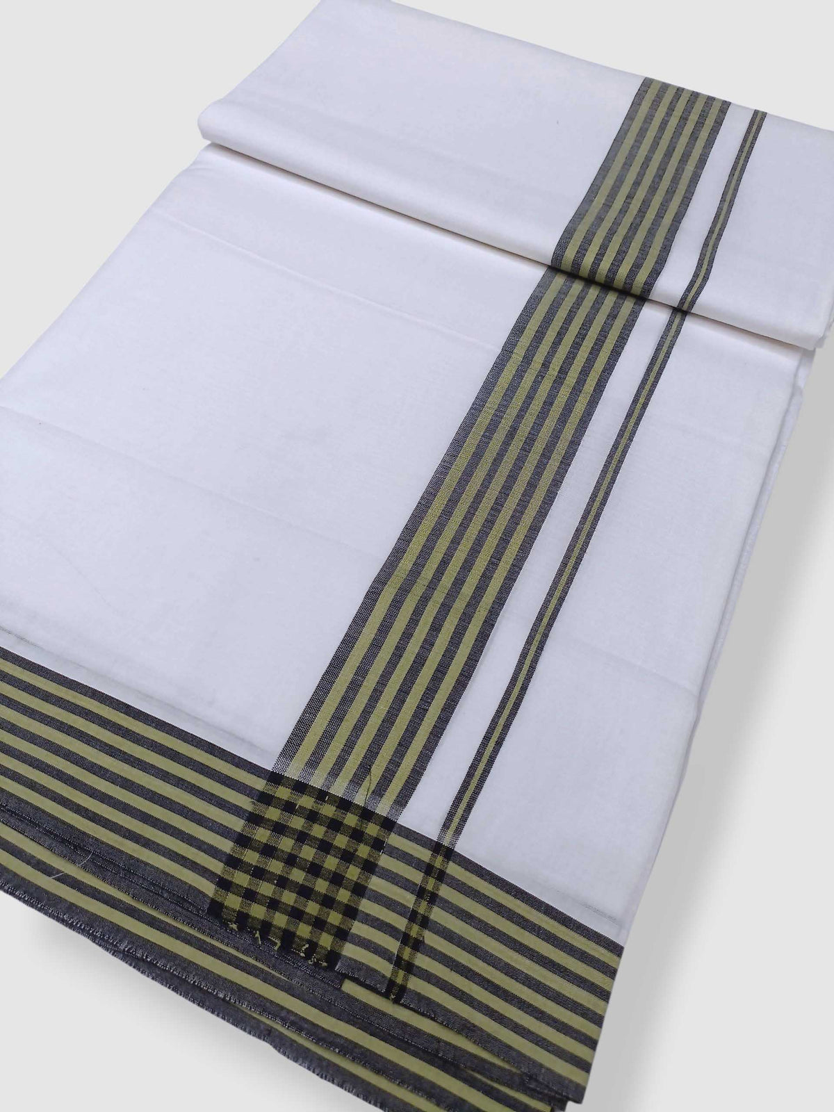 Pure White Cotton Men's Double Dhoti
