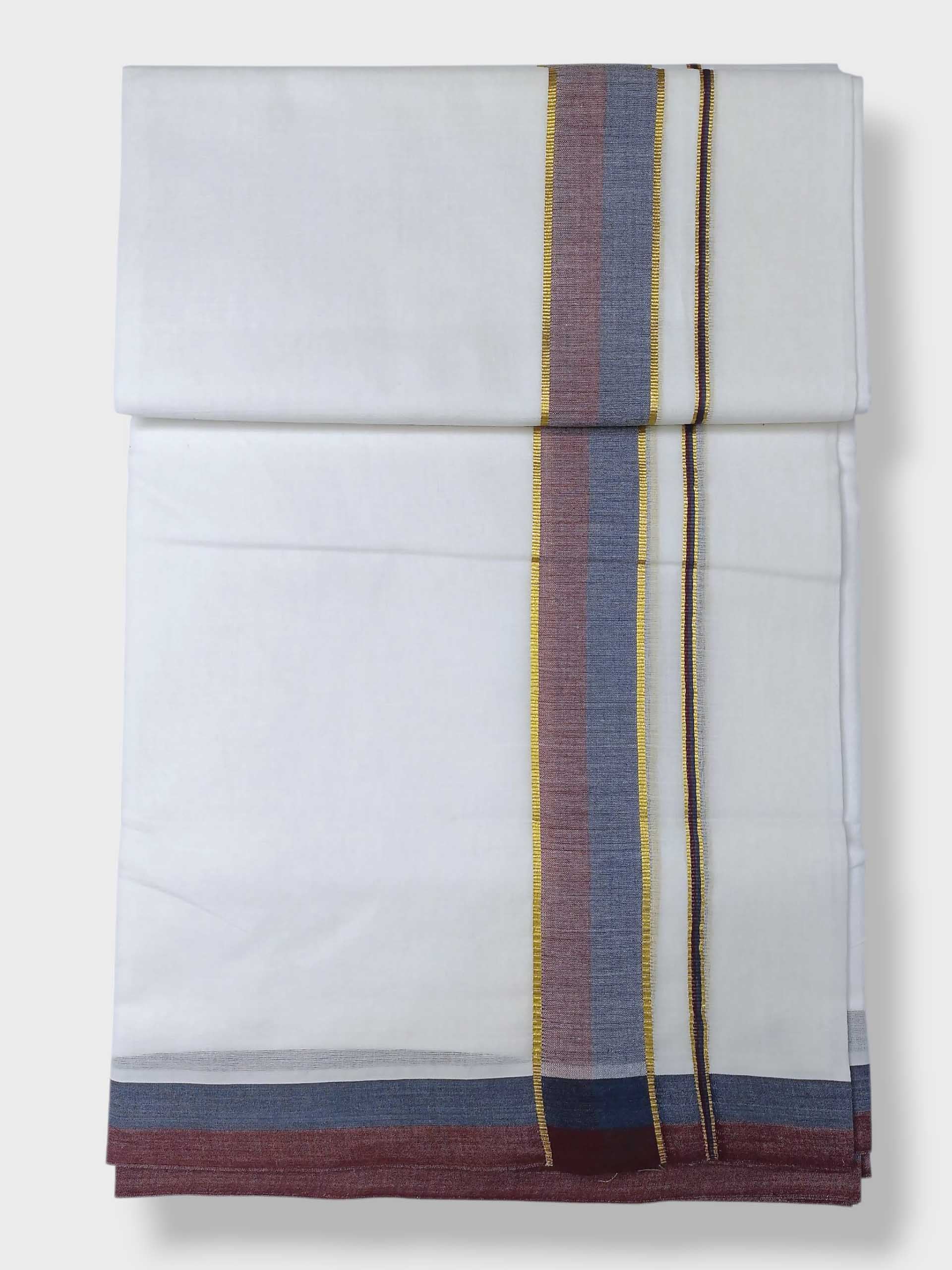 Pure White Cotton Men's Double Dhoti