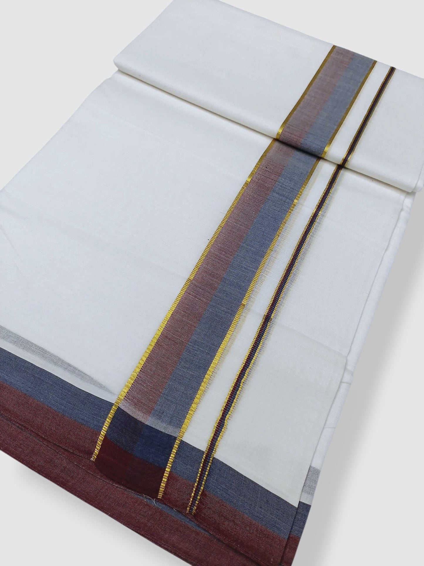 Pure White Cotton Men's Double Dhoti